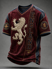 Retro England Football Fan Art Print Casual T-Shirt