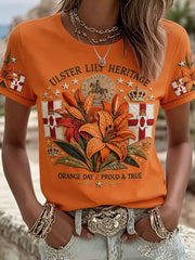 Women's 14 July Orangemens Day FDloral Art Printed T-shirt