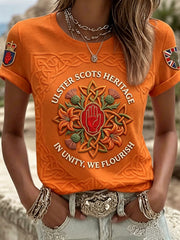Women's 14 July Orangemens Day FDloral Art Printed T-shirt