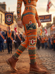 Women's 14 July Orangemens Day FDloral Art Printed Sports Stretch Leggings