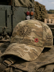 Men's Vintage-Style Cap With Military-Inspired Camouflage Print