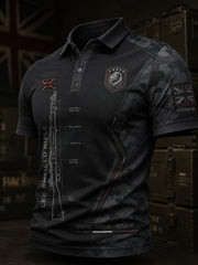 Men's Short-Sleeve Polo Shirt With Veteran-Themed Camouflage Print