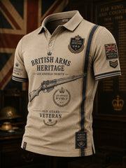 Men's Short-Sleeve Polo Shirt With Veteran-Themed Camouflage Print