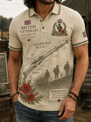 Men's Short-Sleeve Polo Shirt With Veteran-Themed Camouflage Print