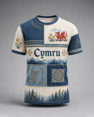 Men's Welsh Cultural Elements Art Print T-Shirt