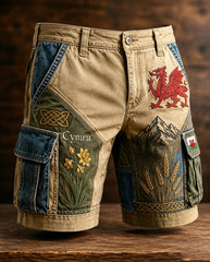 Men's Wales-Themed Art Print Casual Shorts