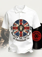Men's Retro Northern Soul Print Casual Polo Shirts