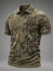Men's British veteran print polo t-shirt