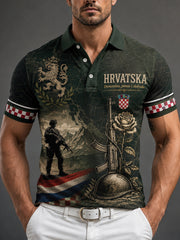 Men's Croatian Military Patriotic Art Print Polo Shirt