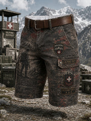 Men's Camouflage Military-Print Cropped Cargo Pants