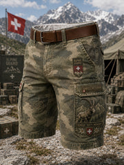 Men's Camouflage Military-Print Cropped Cargo Pants