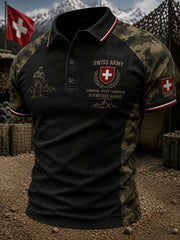 Men's Short-Sleeve Polo Shirt With Camouflage Military-Style Print