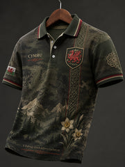 Men's Welsh Cultural Element Commemorative Art Print Polo