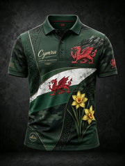 Men's Welsh Cultural Element Art Print Polo