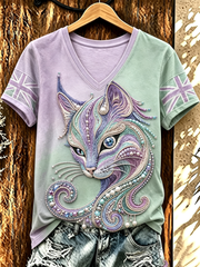 Women's UK Alzheimer's Awareness Floral Printed short-sleeved T-shirt