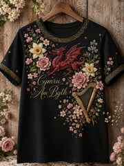 Women's Welsh Cultural Elements Art Print T-Shirt