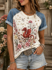 Women's Welsh Cultural Elements Art Print T-Shirt