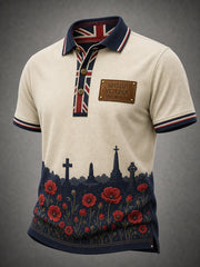 Vintage-Style Casual Polo Shirt Featuring A British Veteran Commemorative Design