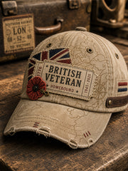 Unisex Casual Hat Featuring A Vintage-Style British Veterans' Commemorative Design