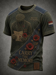 Casual T-Shirt Featuring A Vintage-Style British Veterans' Commemorative Design