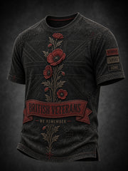 Casual T-Shirt Featuring A Vintage-Style British Veterans' Commemorative Design