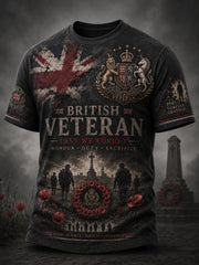Men's Vintage Short-Sleeve T-Shirt With Military-Style Veteran Commemorative Print