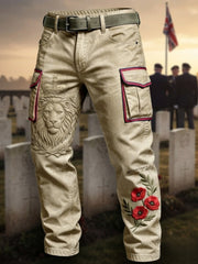 Men's Veteran-Themed Print Long Cargo Pants