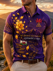 Men's Welsh Outdoor Running Art Print Polo