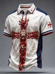 Men's England Roses&Lions Proud Art Printed Casual Tops