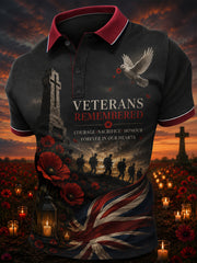 Men's Short-Sleeve Polo Shirt With British Veteran Commemorative Print