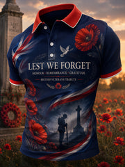 Men's Short-Sleeve Polo Shirt With British Veteran Commemorative Print