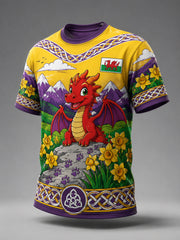 Men's Uk Wales Outdoor Running Graphic Print T-Shirt