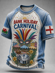 Men's Vintage-Style Casual T-Shirt with London Notting Hill Carnival Print