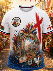 Men's Vintage-Style Casual T-Shirt with London Notting Hill Carnival Print