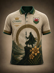 Men's Welsh Cultural Element Art Print Polo