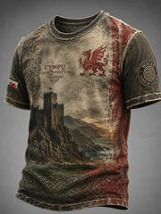 Men's Welsh Cultural Elements Art Print T-Shirt