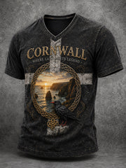 Men's Cornwall Print V-neck T-shirt