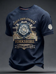 Men's England Yorkshire Day White Roses Art Printed T-shirt