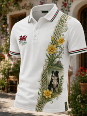 Men's Welsh Red Dragon Art Print Polo