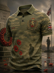 Men's Short-Sleeve Polo Shirt With Camouflage And Veteran Memorial Graphic Print