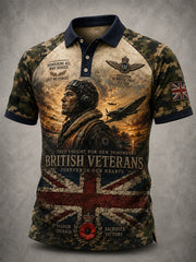 Men's British Veteran Commemorative Print Short-Sleeve Polo Shirt