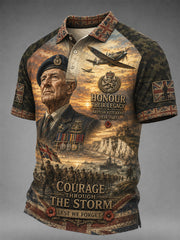 Men's British Veteran Commemorative Print Short-Sleeve Polo Shirt