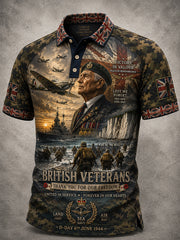 Men's British Veteran Commemorative Print Short-Sleeve Polo Shirt