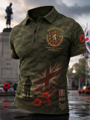 Men's Short-Sleeve Polo Shirt With Camouflage And Veteran Memorial Graphic Print