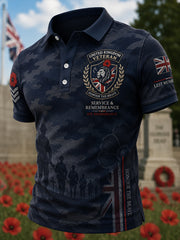 Men's Short-Sleeve Polo Shirt With Camouflage And Veteran Memorial Graphic Print