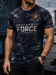 Men's Short-Sleeve T-Shirt With Camouflage And Military-Style Prints