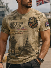Men's Short-Sleeve T-Shirt With Camouflage And Military-Style Prints