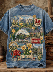 Men's Welsh Red Dragon Cultural Art Print T-Shirt