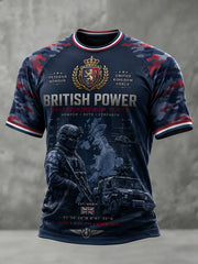 Men's Vintage Camouflage Military-Style Print Raglan Short-Sleeve T-Shirt
