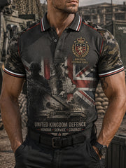 Men's Short-Sleeve Polo Shirt With Vintage Camouflage And Military-Style Prints